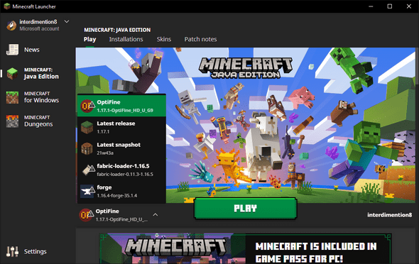 Minecraft Launcher with mods listed again